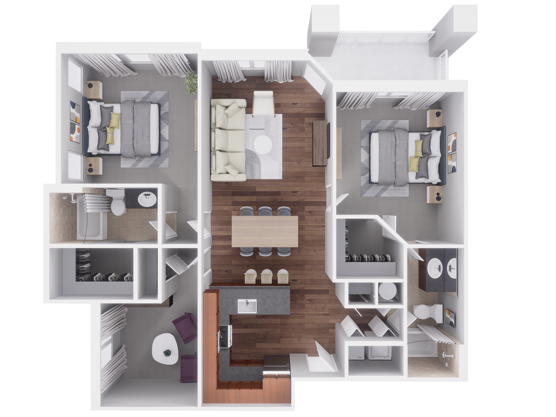 Floor Plan - 2x2 1280 sqft w/ den