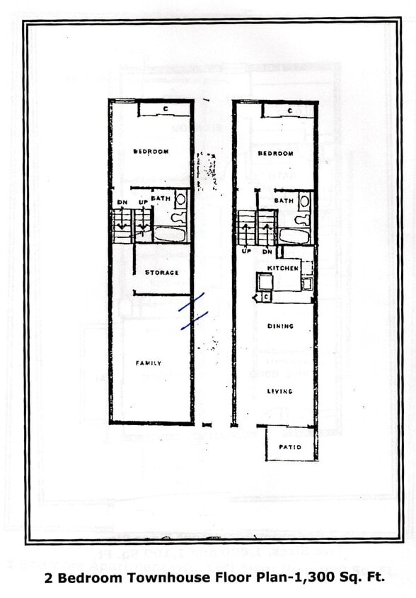 Floor Plan - Two Bedroom, Two Bath Townhome with Living Room...