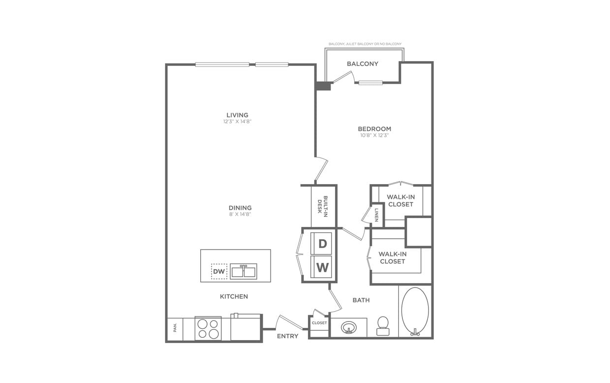 Floor Plan - 1 Bed/1 Bath - A16