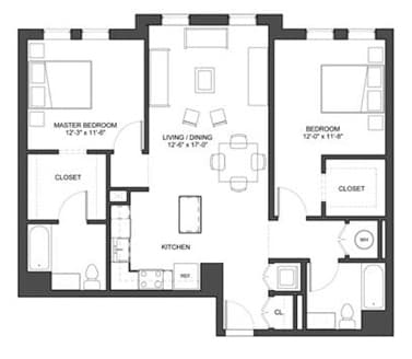 2BR/2BA - 2 Bedroom 2 Bath