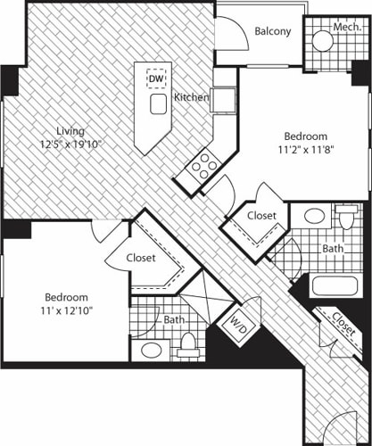 Floor Plan - 2 Bedroom- 1125
