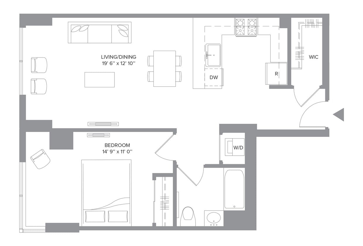 Floor Plan - LAGUNA - 1 Bedroom One Bathroom