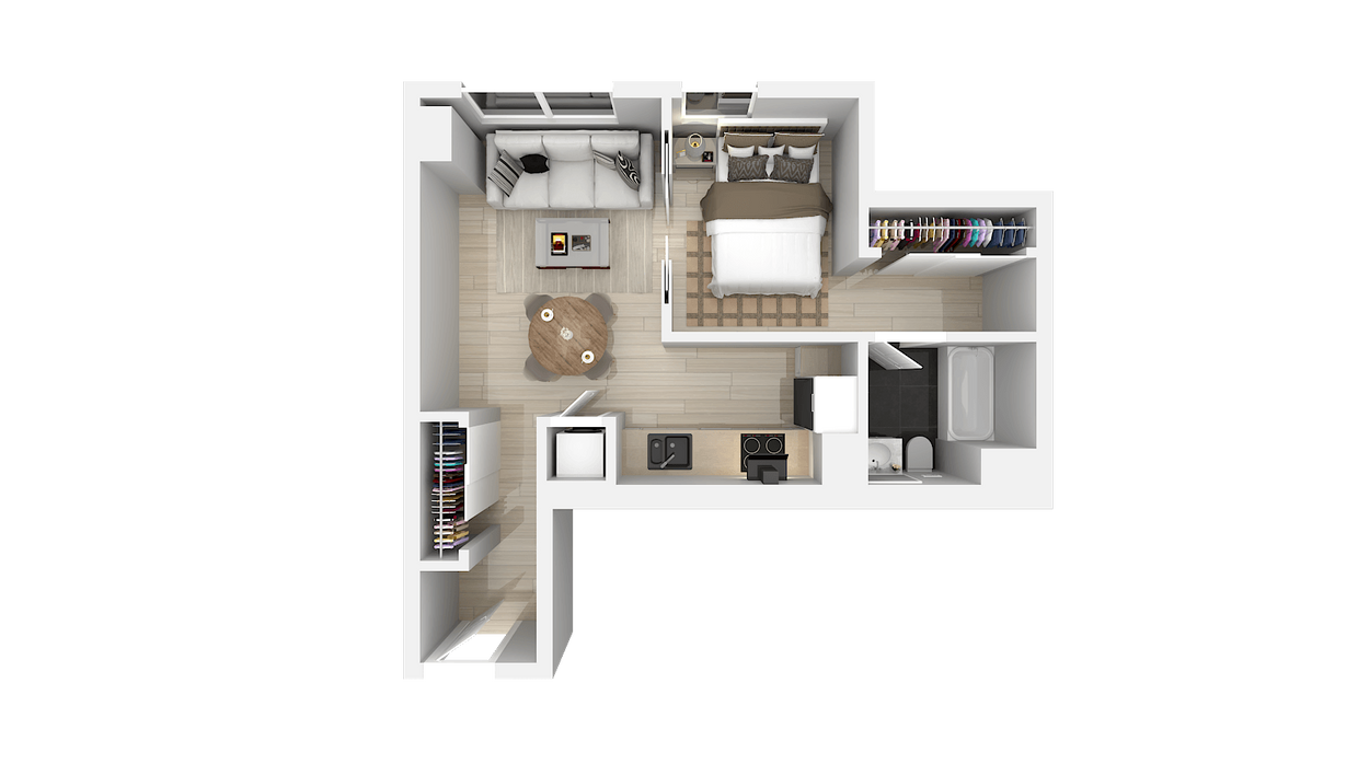 Floor Plan - One Bedroom One Bath F