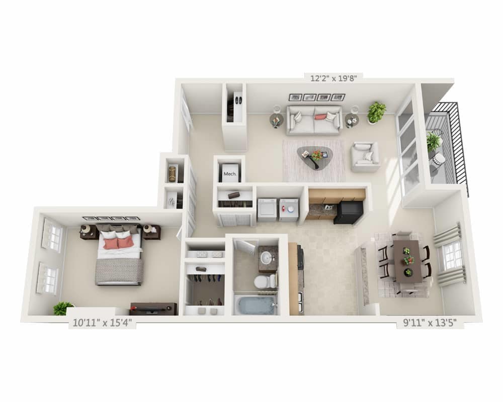 Floor Plan - One Bedroom A1B