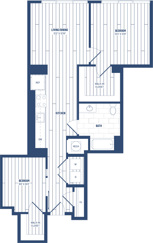 Floor Plan - 2 Bed/2 Bath Junior-H-207