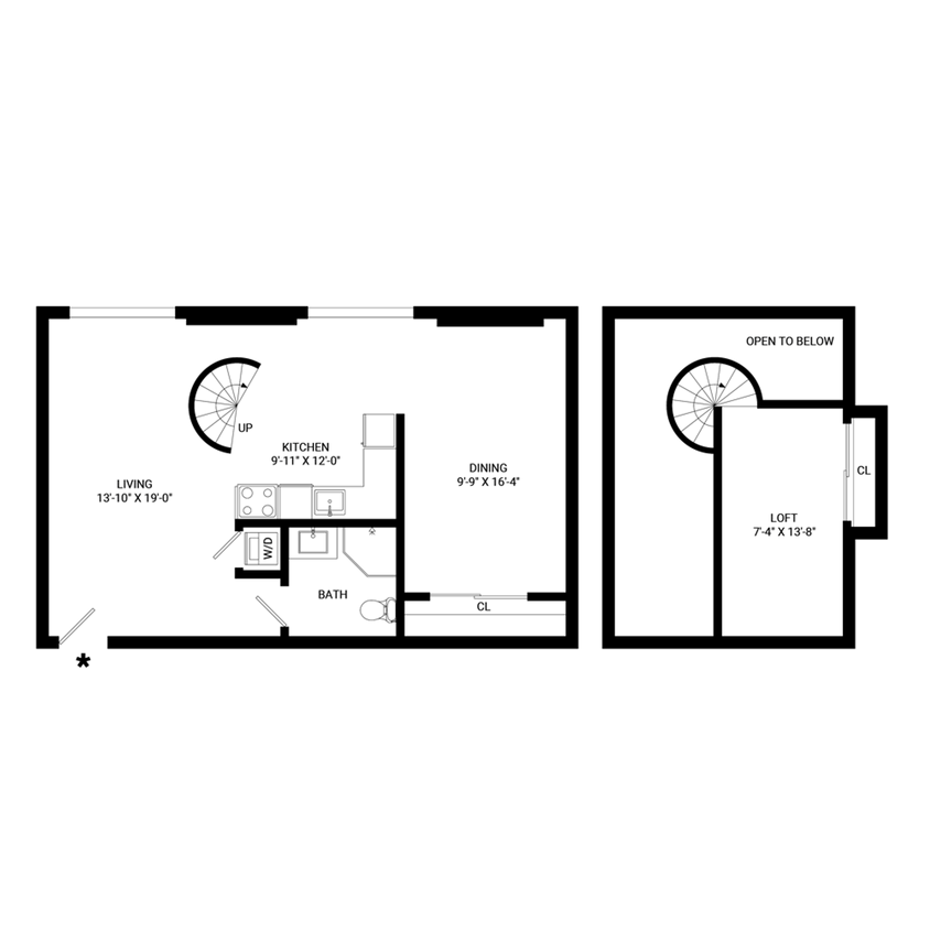 Floor Plan - The Caroline - Beautiful One Bedroom Apartment ...