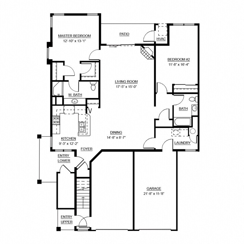 Floor Plan - 2 Bed, 2 Bath Lower Deluxe Coach