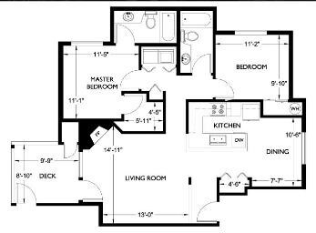 Floor Plan - 2 Bedrooms 2 Baths