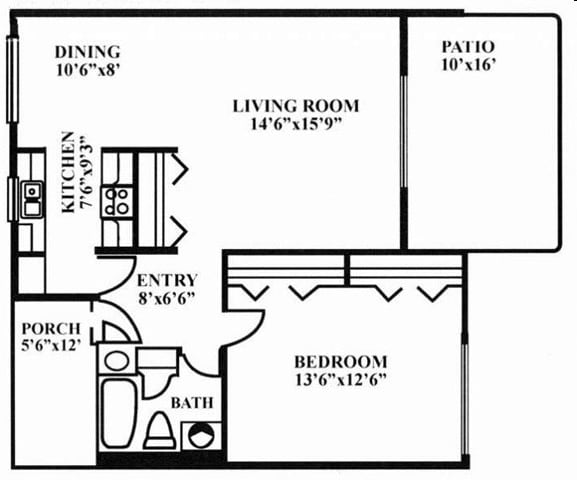 1BR/1BA - 1 Bedroom 1 Bathroom