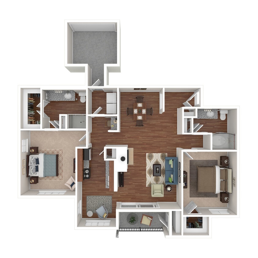 Floor Plan - 2 Bed 2 Bath 1250 SqFt (1171 Net) 