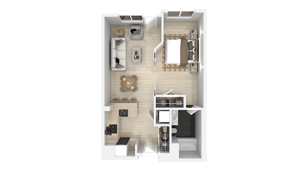 Floor Plan - One Bedroom One Bath D