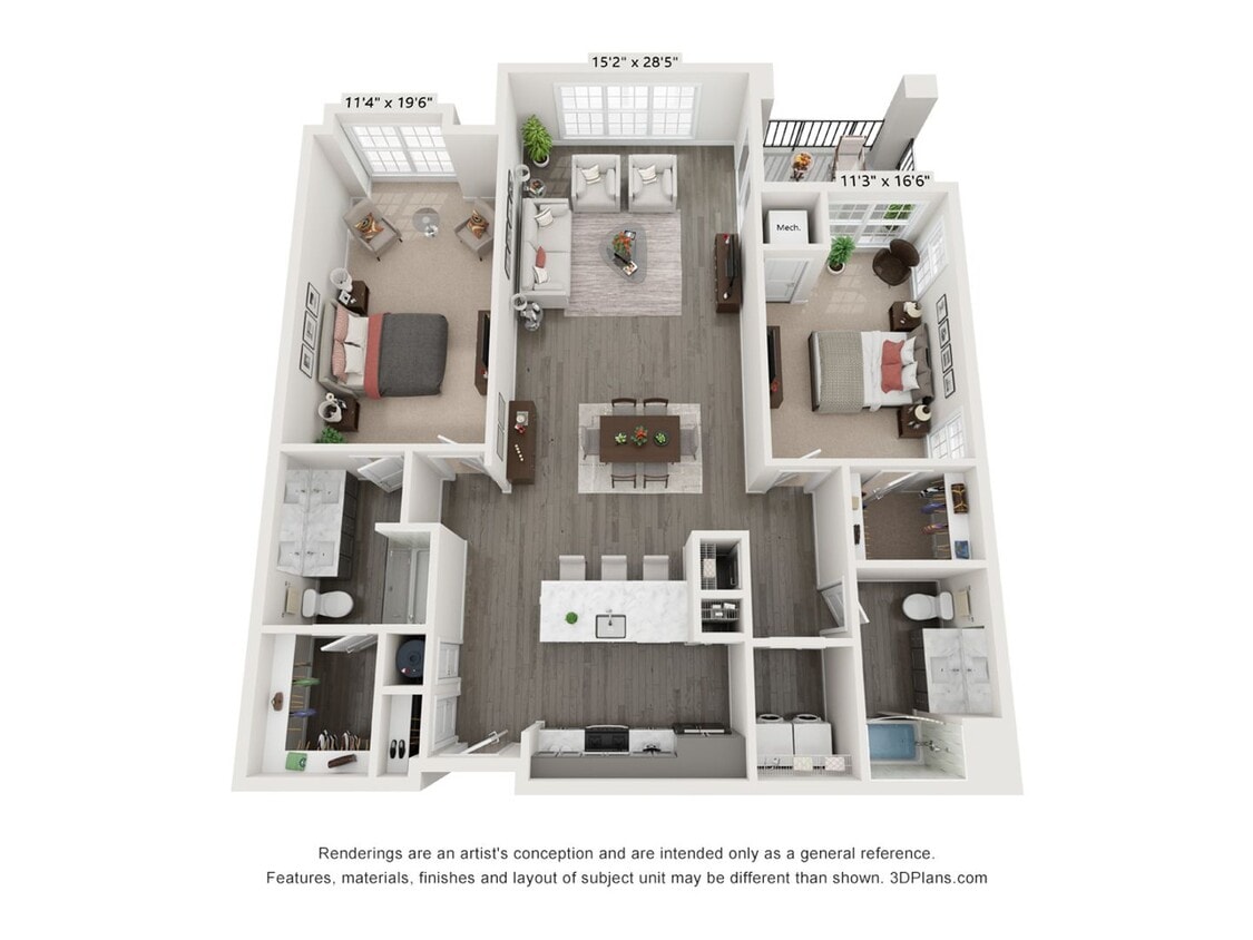 Floor Plan - 2 Bedroom 2 Bath - 1450