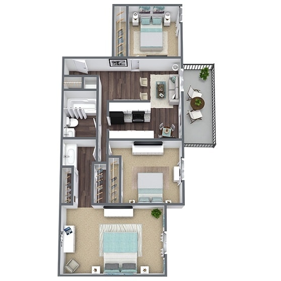 Floor Plan - C1: 3 Bed 1 Bath