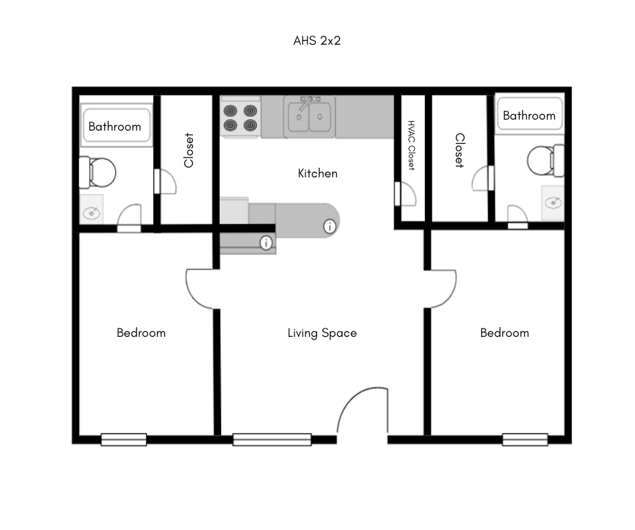 Floor Plan - 2 Bedroom 2 Bath AH
