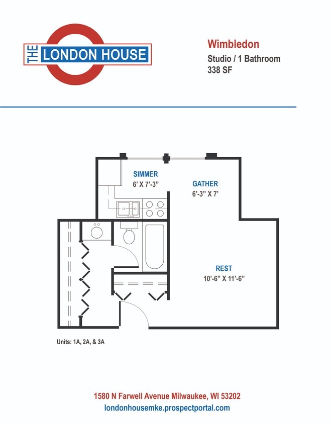 Wimbledon - Studio / 1 Bath - 338 SF - Wimbledon