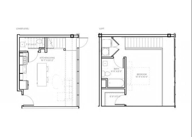 Due to the unique style of the building floorplans will have slight variances. - One Bedroom 1.5 Bath