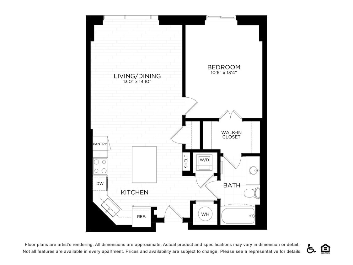 Floor Plan - 1A-1A,B | 764 SF
