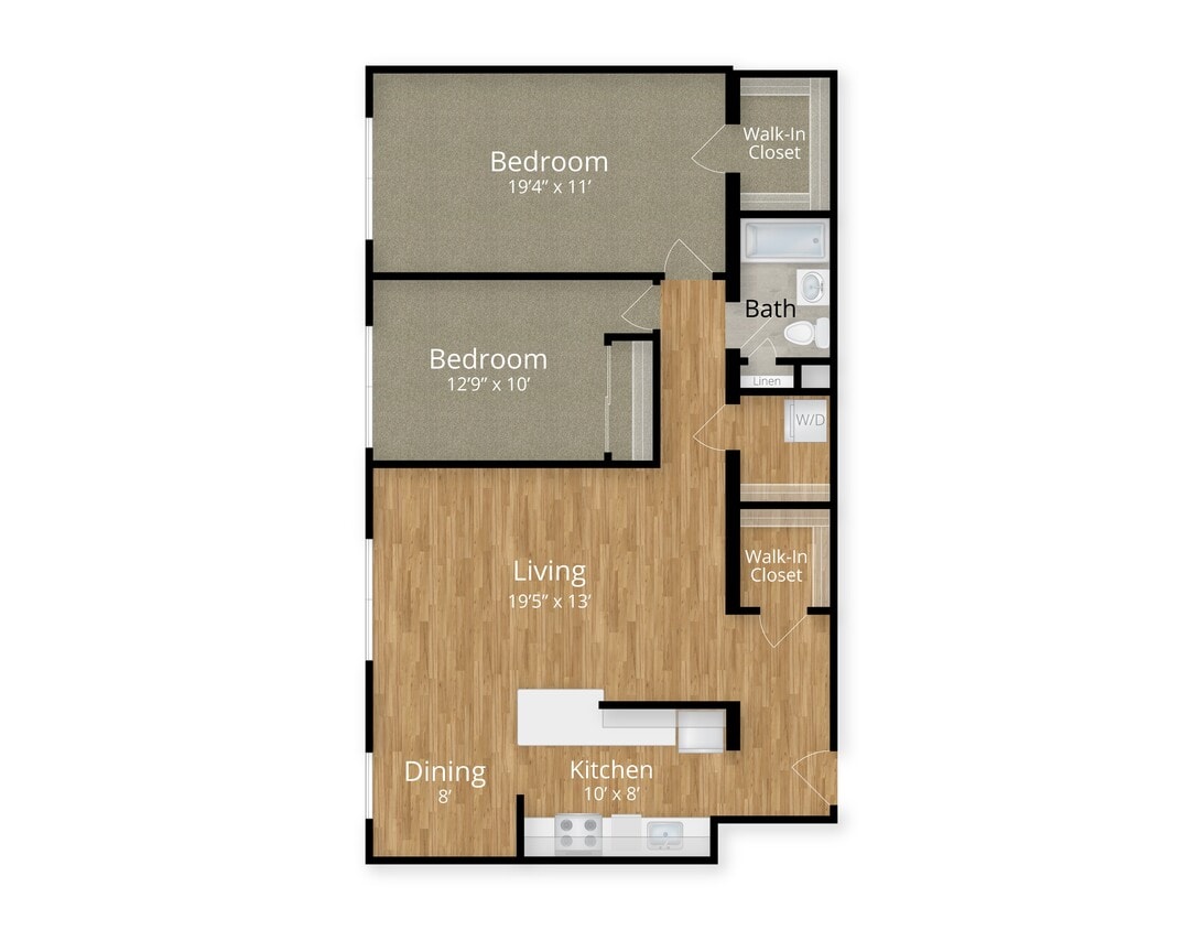 Two Bedroom One Bathroom - 2 Bed x 1 Bath 1