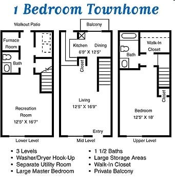 1BR/1.5BA - 1 Bed Townhome