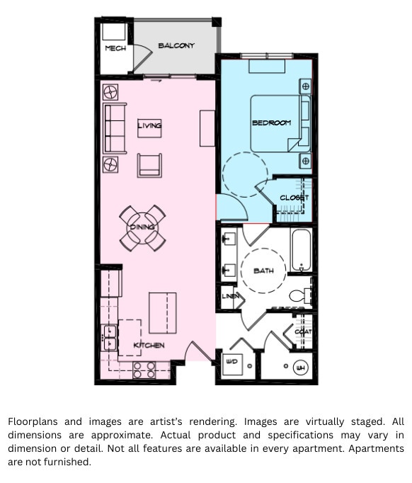 Floor Plan - 1 Bedroom + 1 Bathroom