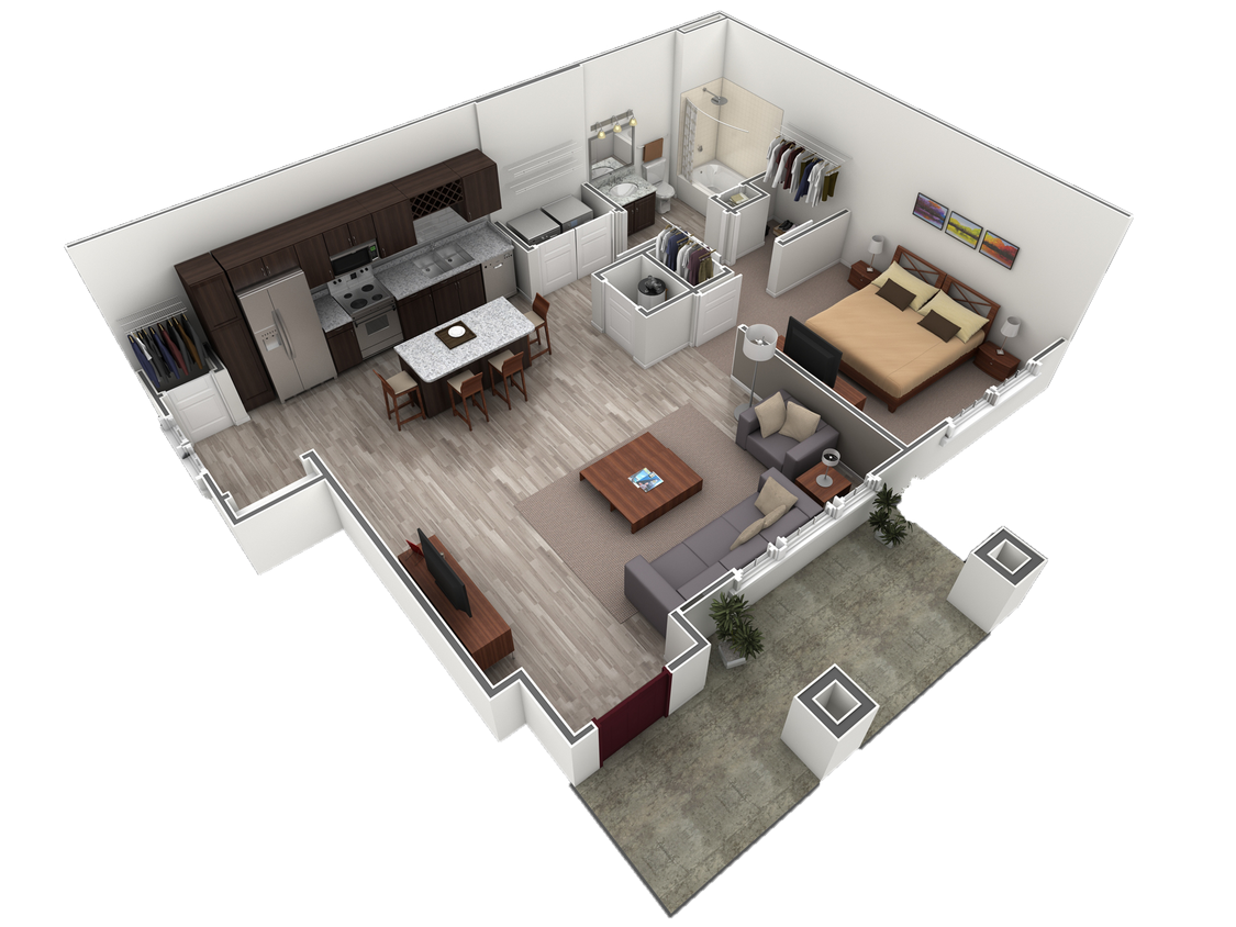 Floor Plan - 1 BR Grand Courtyard