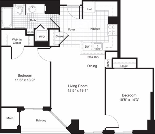 Floor Plan - 2 Bedrooms W
