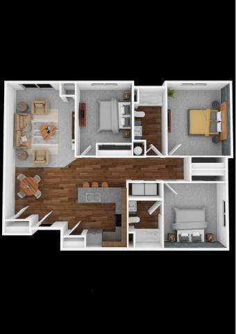 Floor Plan - Apartment Style 3 Bedroom 2 Bathroom