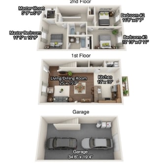 3 Bedroom with Garage - 3 Bedroom Townhome with Drive Under Garage