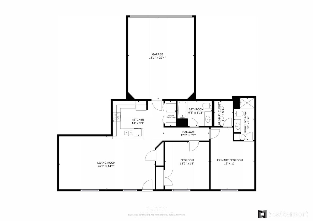 Floor Plan - 2 Bed 2 Bath 1st Floor 2 Stall Att Gar - ARV38