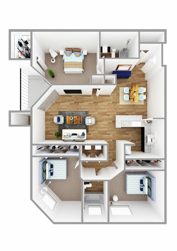 District - C1.jpg - C1 - 3 Bedroom, 2 Bathroom
