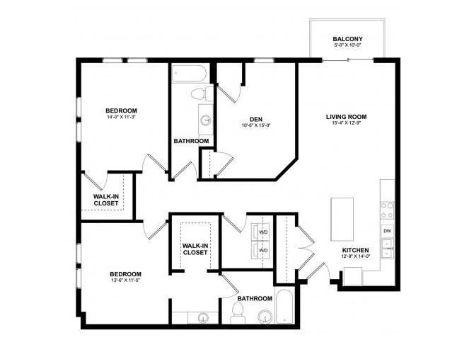 Floor Plan - 2x2¼ Den C