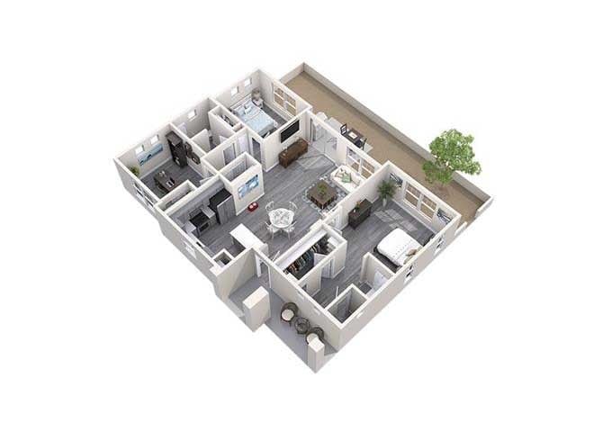 Floor Plan - Three Bedroom Two Bathroom