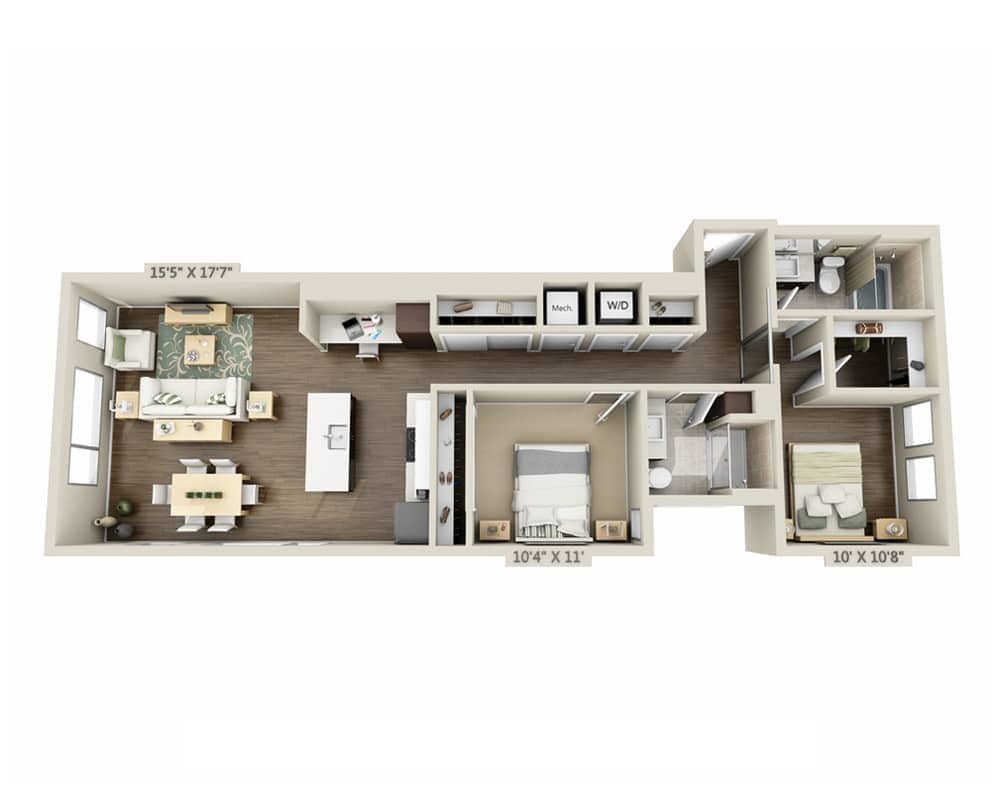 Floor Plan - Two Bedroom B2FL