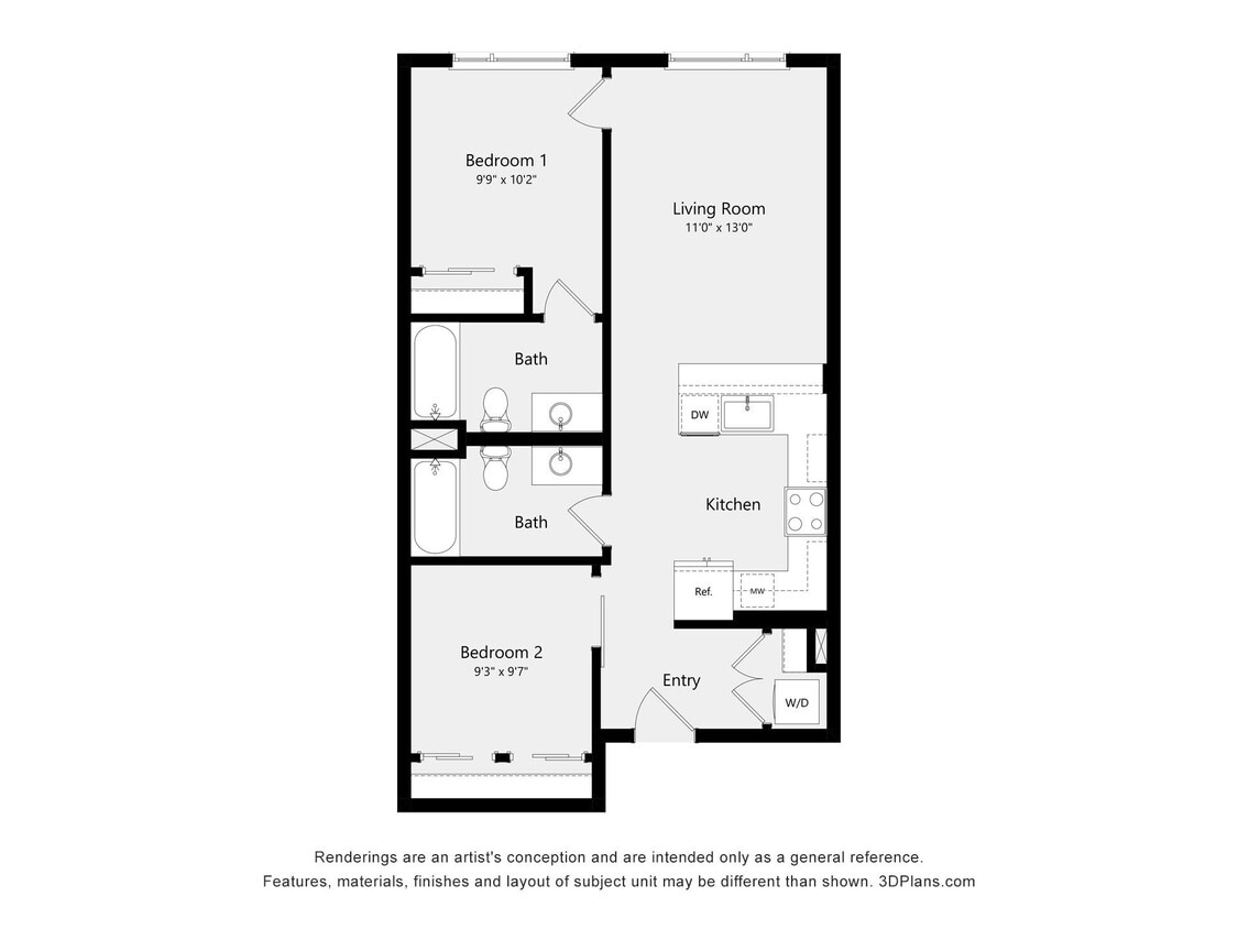 Floor Plan - Urban Two Bedroom D01D