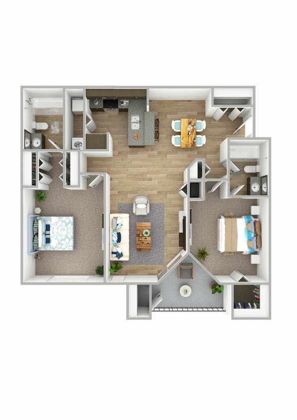 District - B2.jpg - B2 - 2 Bedroom, 2 Bathroom