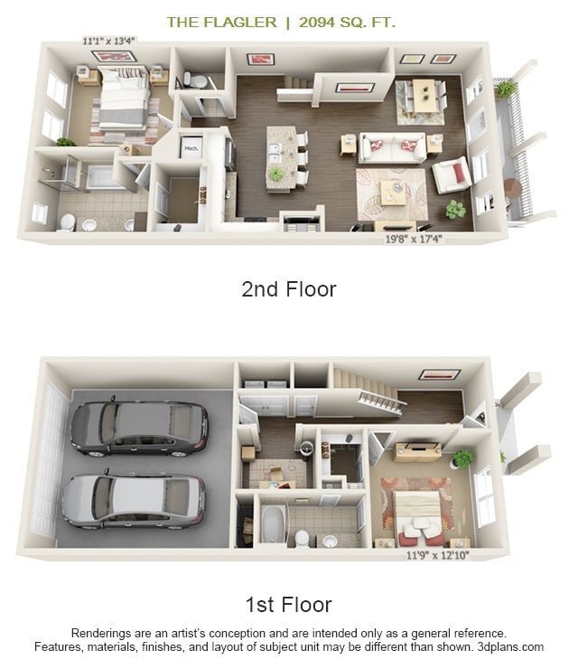 Floor Plan - Flagler - 2 Story Townhome