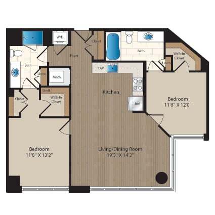 Floor Plan - 2 Bed-2 Bath-C2
