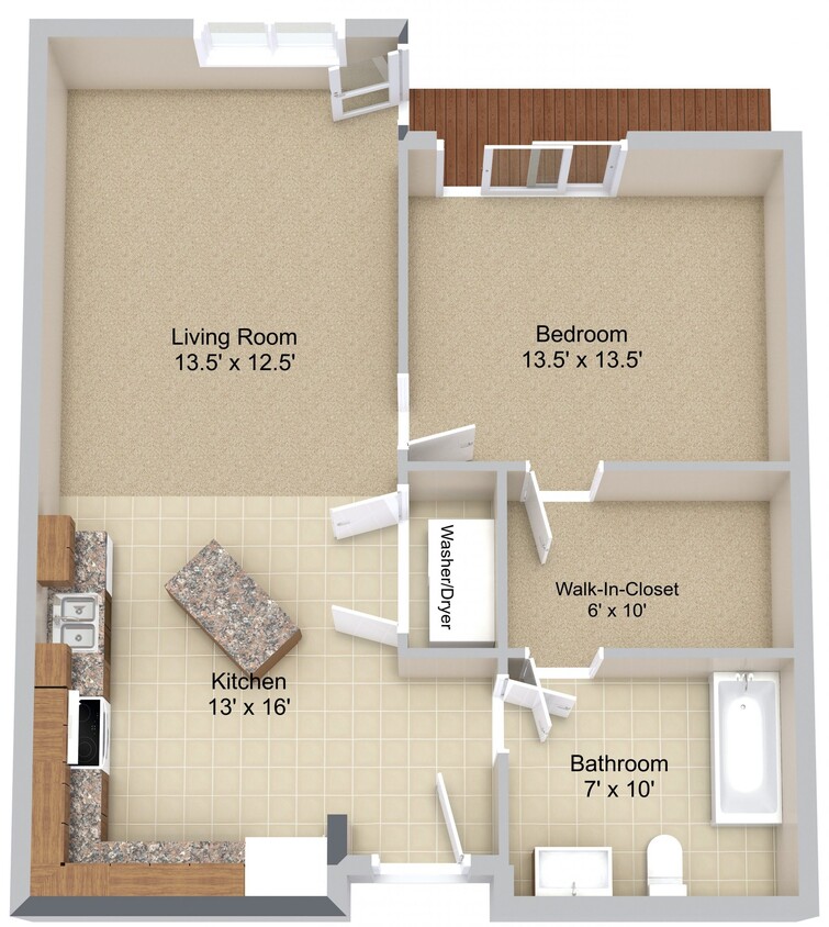 Floor Plan - 1 Bedroom 1 Bathroom