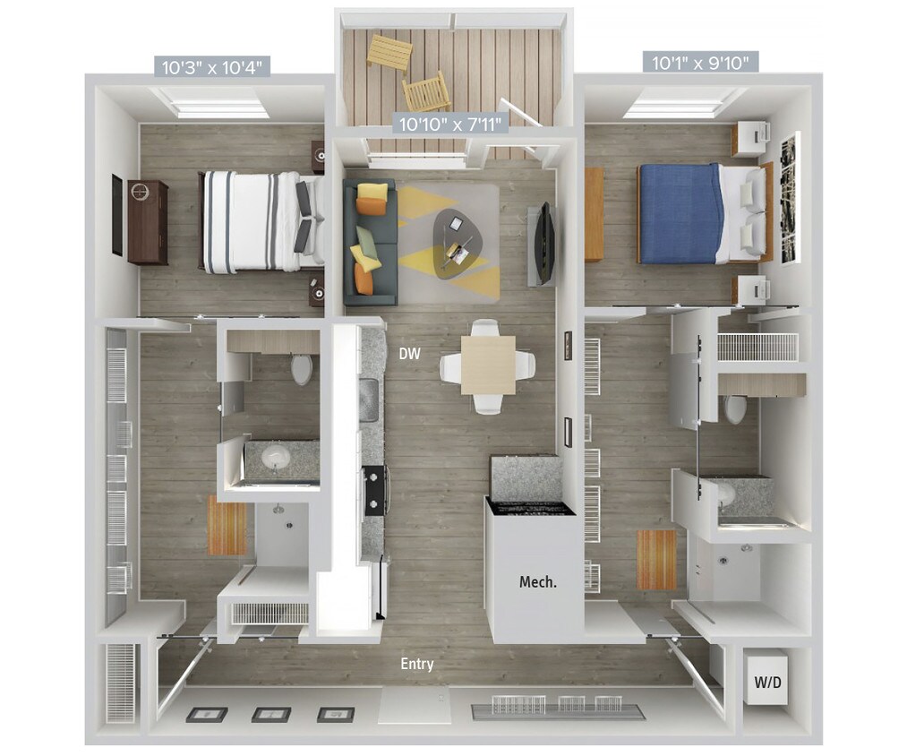 Floor Plan - B1-954SF-Apt605