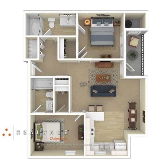 Floor Plan - B3 - 2 Bedroom - Starting at $1550