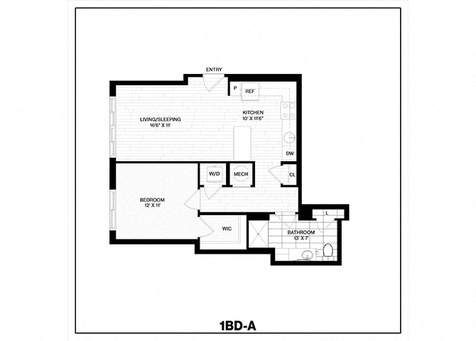 Floor Plan - 1 Bed/1 Bath-A