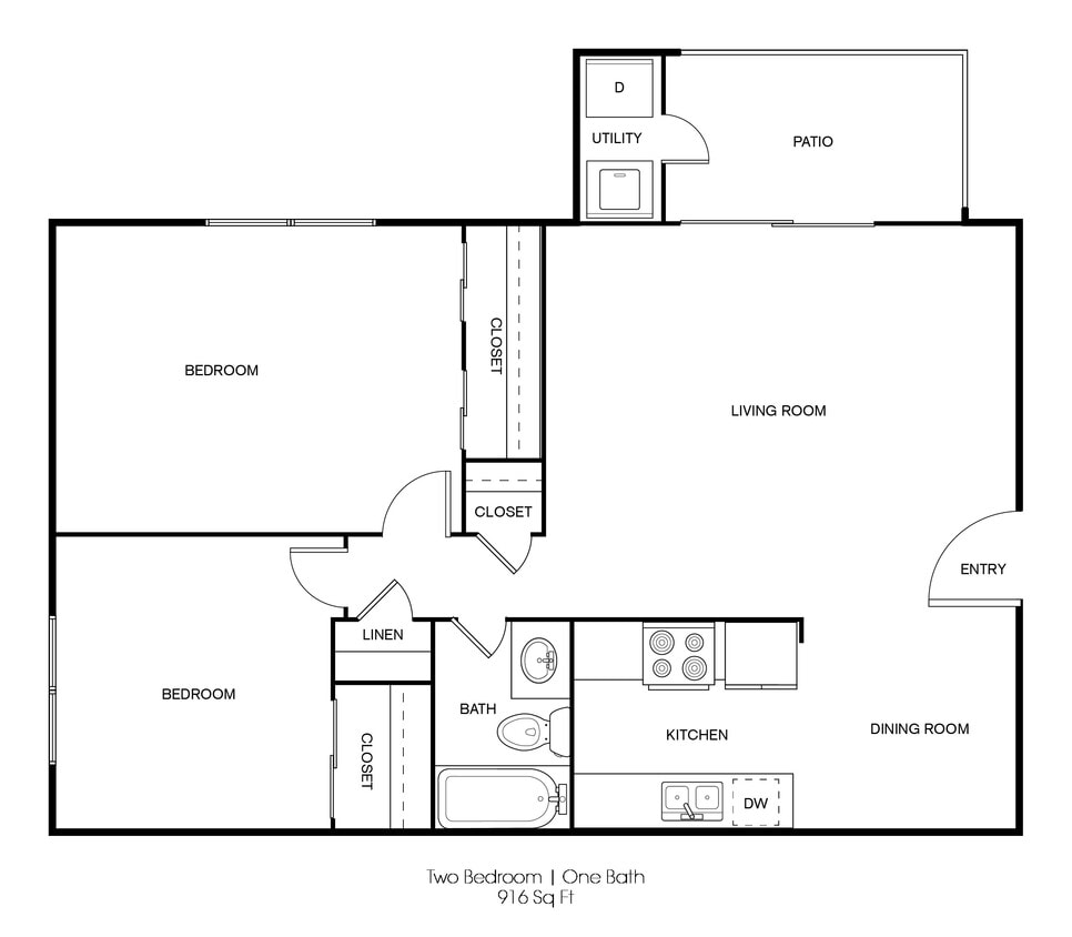 Kimberly 2 Bed / 1 Bath 916 - Kimberly