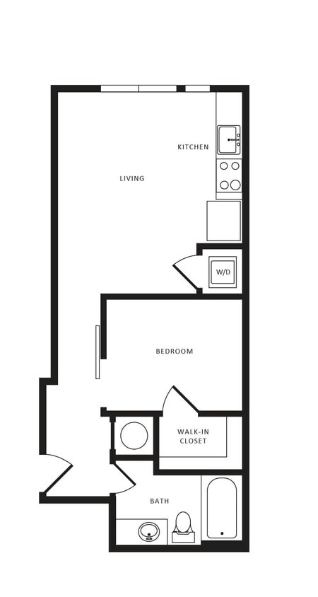 Floor Plan - 1 Bed/1 Bath-A01 Modern