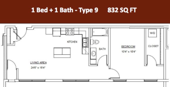 1 bed 1 bath | Apartment in Rochester MN | 501 on First - 1 Bedroom - 1 Bath (Type 9)