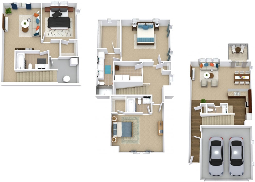 C3 3 Bedroom 2.5 Bath w/ 2 Car Garage - C3