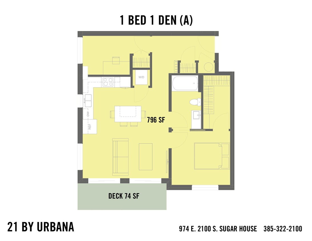 Floor Plan - 1 BED + DEN (21-1DENA)