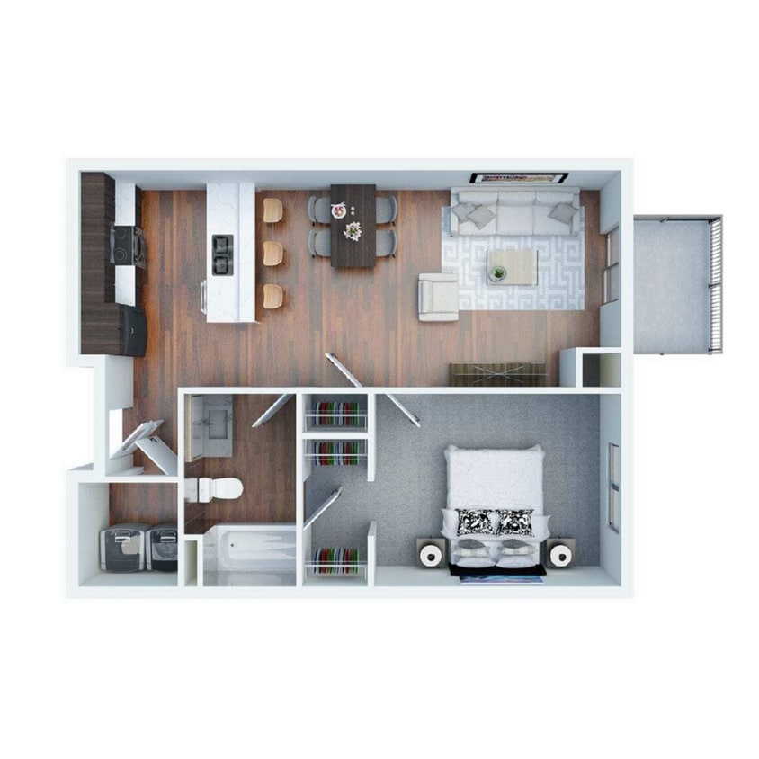 Floor Plan - 1 Bed 1 Bath Apartment