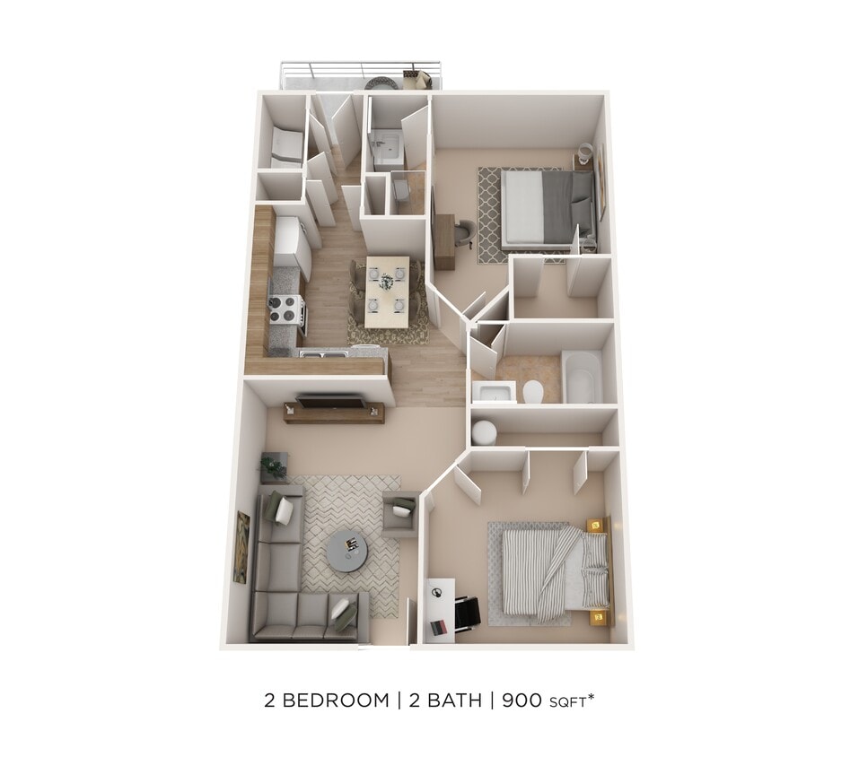Floor Plan - Two Bedroom 2 Bath