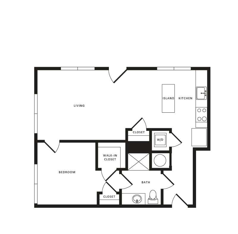 Floor Plan - 1 Bed/1 Bath-A09 Modern