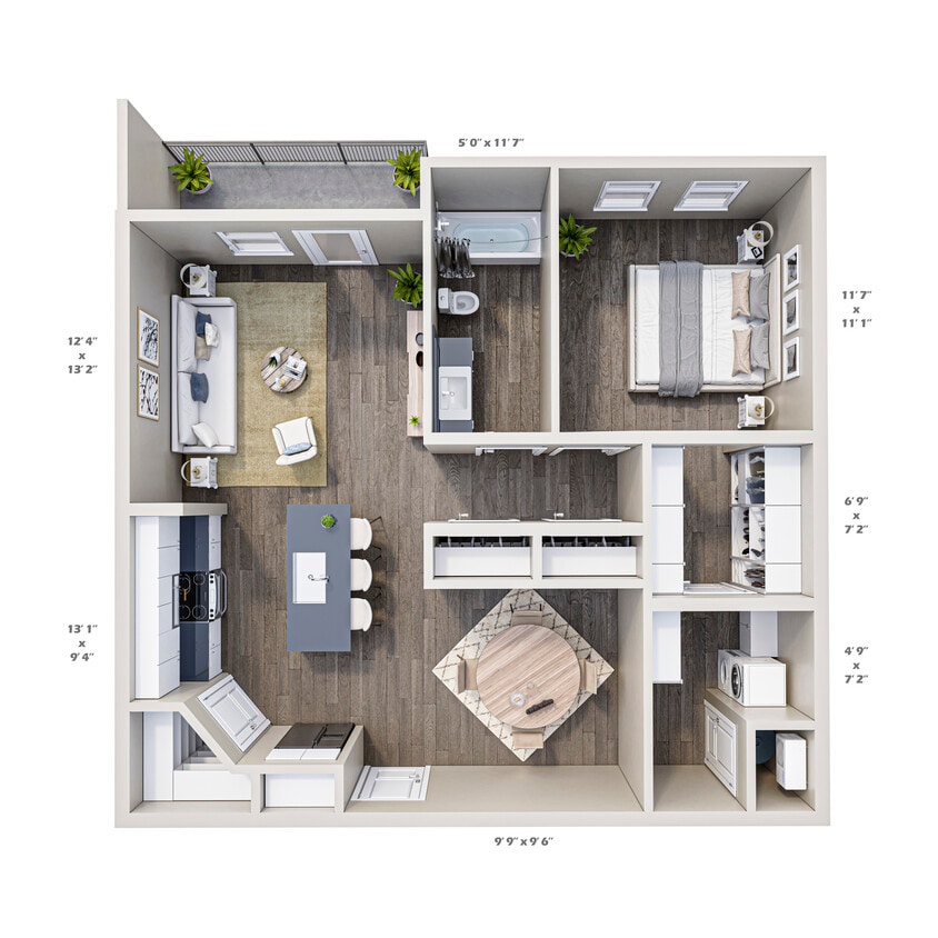 Floor Plan - One bedroom One Bathroom DLX